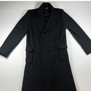 Rude Sherlock Holmes Jacket Mens S Black Double Breasted Wool Blend Trench Coat